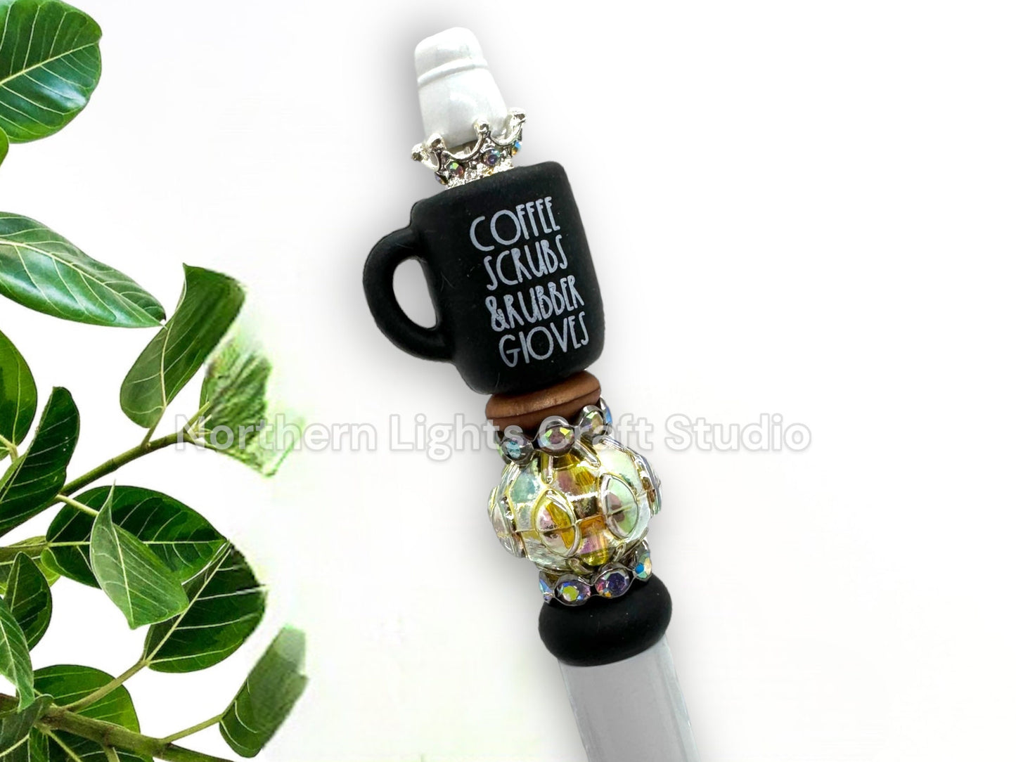 Custom Beaded Nurse Coffee Pens, Medical Staff Pens, Coffee Scrubs Rubber Gloves Coffee Bead Pen