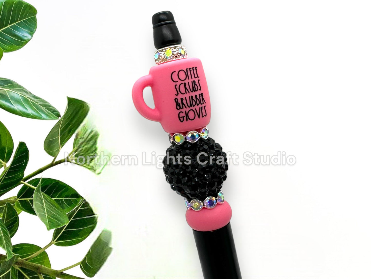Custom Beaded Nurse Coffee Pens, Medical Staff Pens, Coffee Scrubs Rubber Gloves Coffee Bead Pen