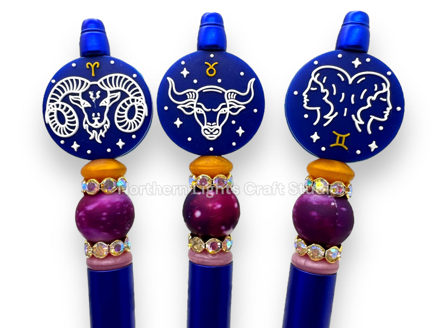 Handmade Beaded Zodiac Pen, Custom Beaded Astrological Sign Pen, Zodiac Sign Gift