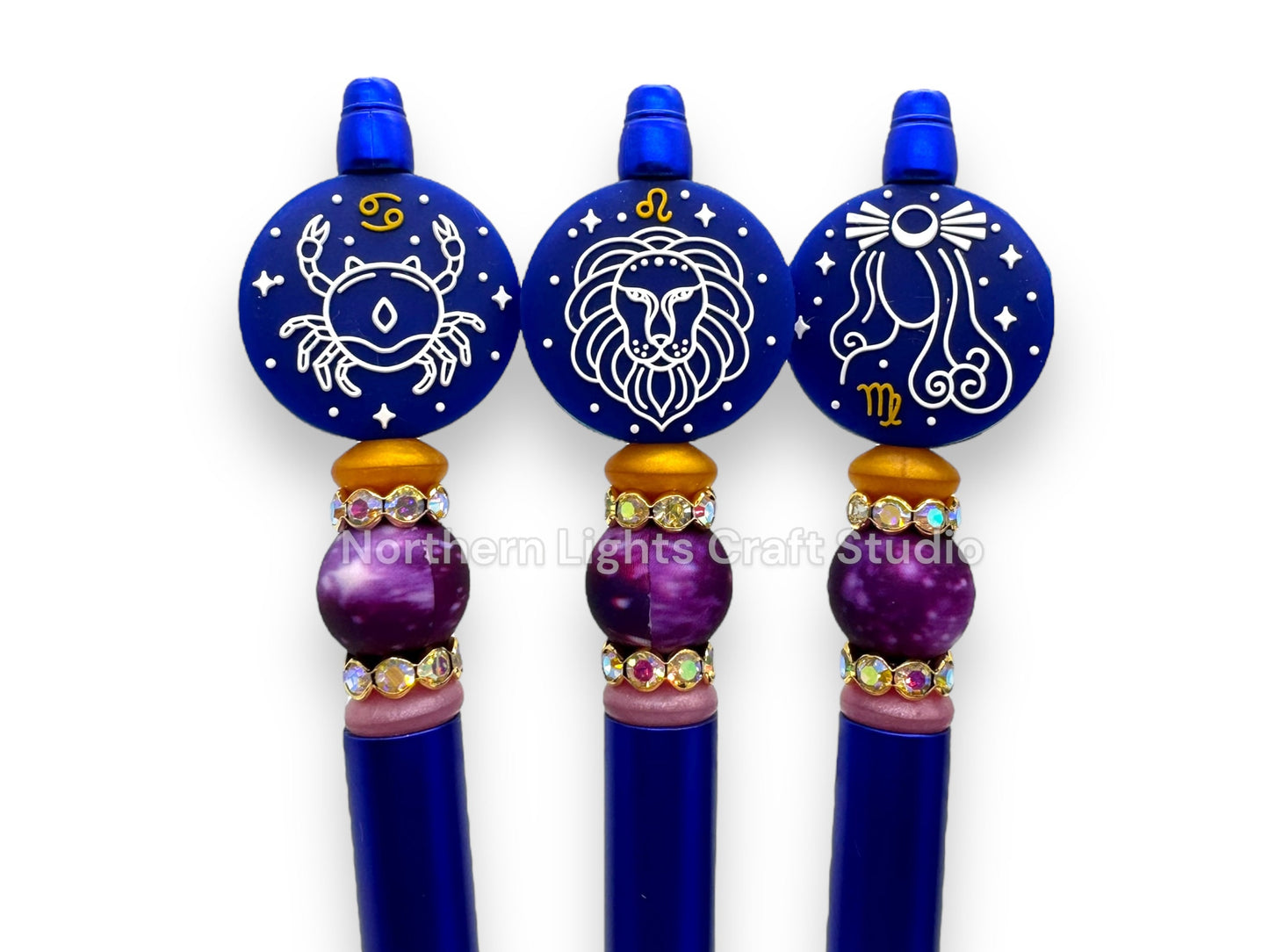Handmade Beaded Zodiac Pen, Custom Beaded Astrological Sign Pen, Zodiac Sign Gift