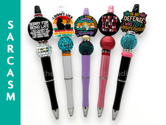 Beaded Sarcastic Pen, Anti-Social Pen, I Don't Like Morning People, Anxiety Pen, In My Defense I Was Left Unsupervised, Bling Sarcastic Pen