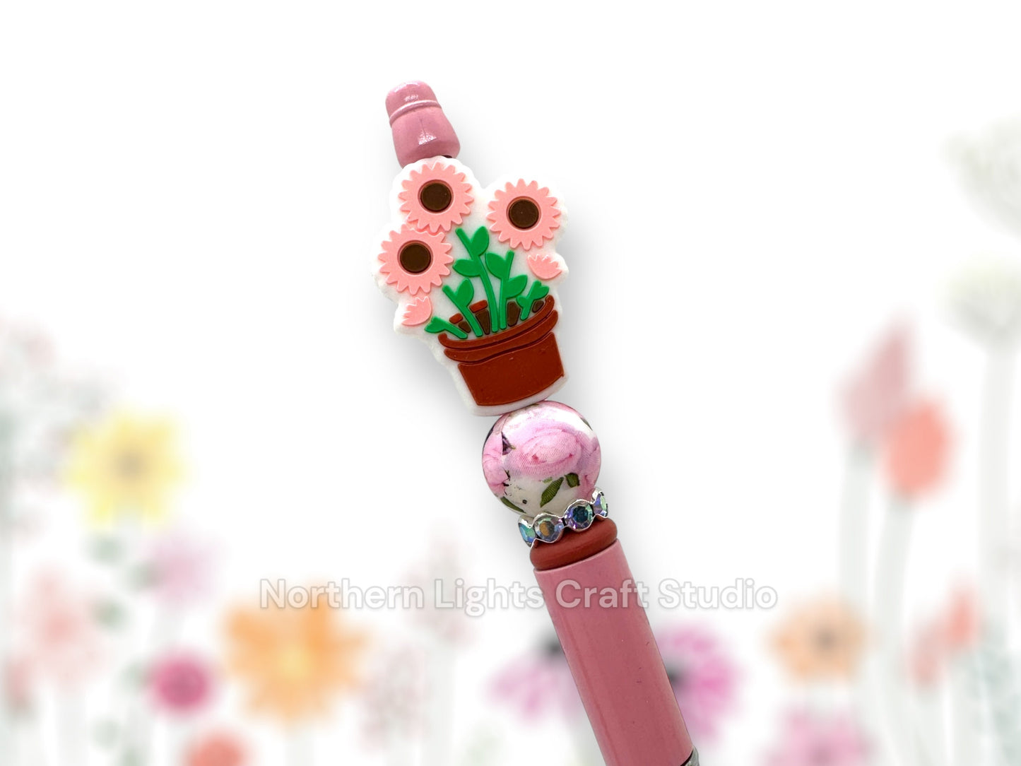 Beaded Flower Pen, Potted Flower Pen, Potted Flower Pen, Bling Flower Pen, Bling Flower Pen, Fancy Flower Pen