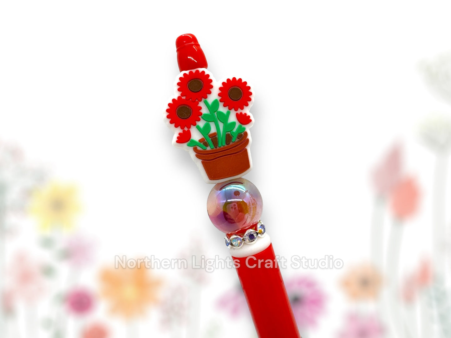 Beaded Flower Pen, Potted Flower Pen, Potted Flower Pen, Bling Flower Pen, Bling Flower Pen, Fancy Flower Pen