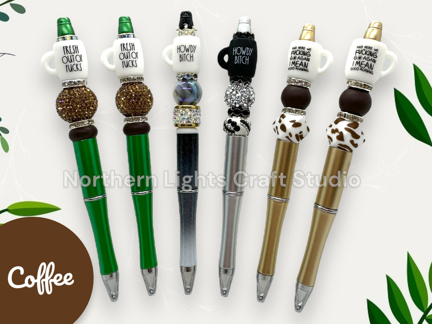 Bad Word Coffee Pen, Gourmet Coffee Gift, Fresh out of F*cks, Silicone Coffee Cup Bead, Coffee Pen, Sarcastic Coffee, Beaded Coffee Pen