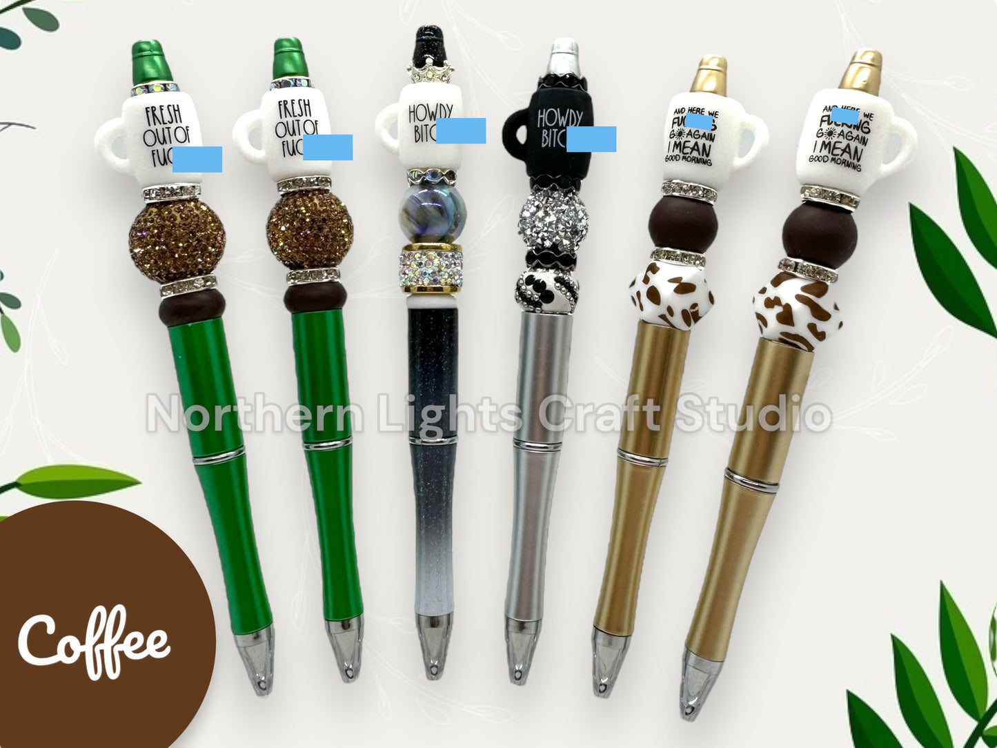 Bad Word Coffee Pen, Gourmet Coffee Gift, Fresh out of F*cks, Silicone Coffee Cup Bead, Coffee Pen, Sarcastic Coffee, Beaded Coffee Pen
