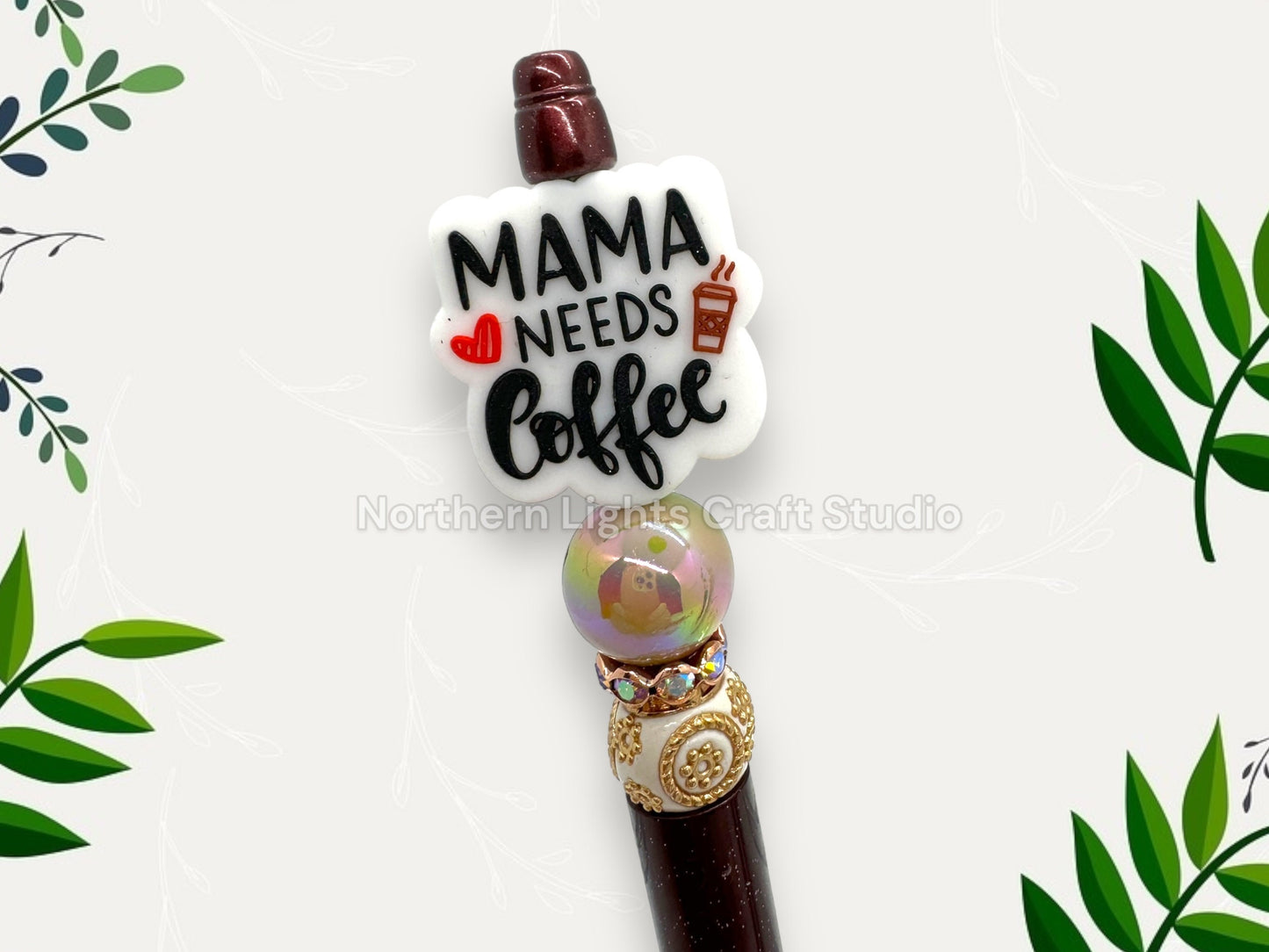 Custome Beaded Coffee Pen, Mama Needs Coffee, Bling Coffee Pen, Gift for Coffee Lovers, Gourmet Coffee Pen, Mom Pen, Girl Boss, Mom Gift