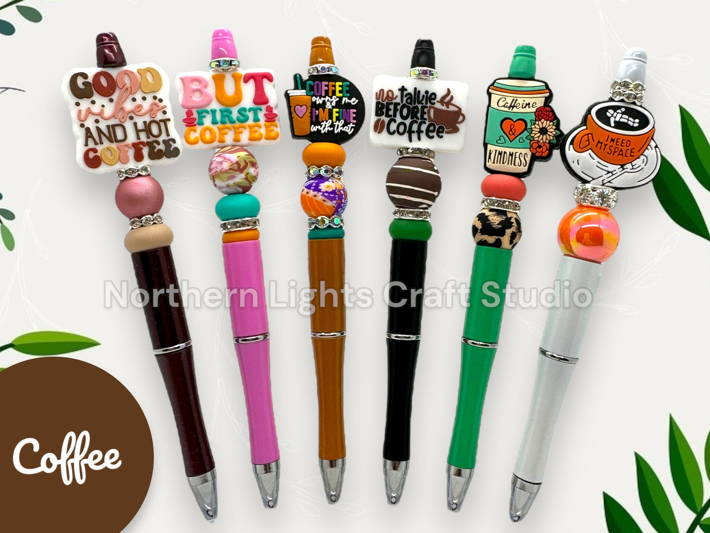 Custom Beaded Coffee Pen, Gourme Coffee Pen Gift, Good Vibes Hot Coffee, Coffee Owns Me Pen, No Talkie Before Coffee Pen, Caffeine Kindness