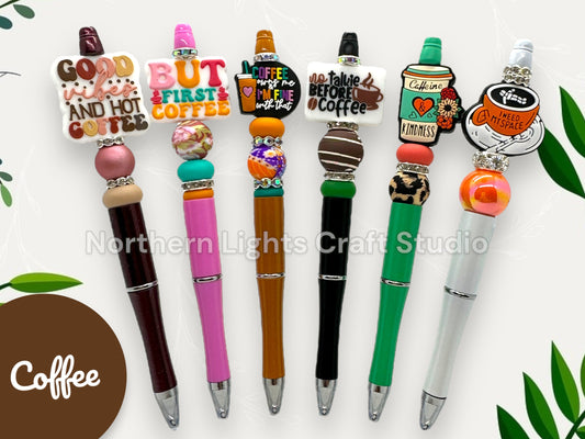 Custom Beaded Coffee Pen, Gourme Coffee Pen Gift, Good Vibes Hot Coffee, Coffee Owns Me Pen, No Talkie Before Coffee Pen, Caffeine Kindness