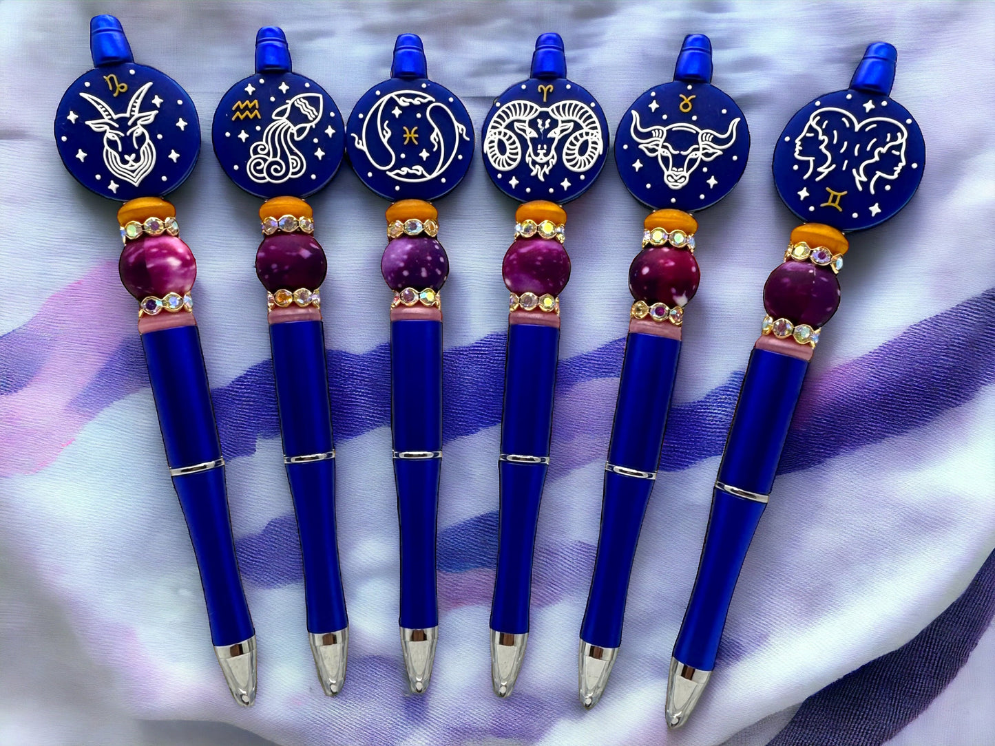 Handmade Beaded Zodiac Pen, Custom Beaded Astrological Sign Pen, Zodiac Sign Gift