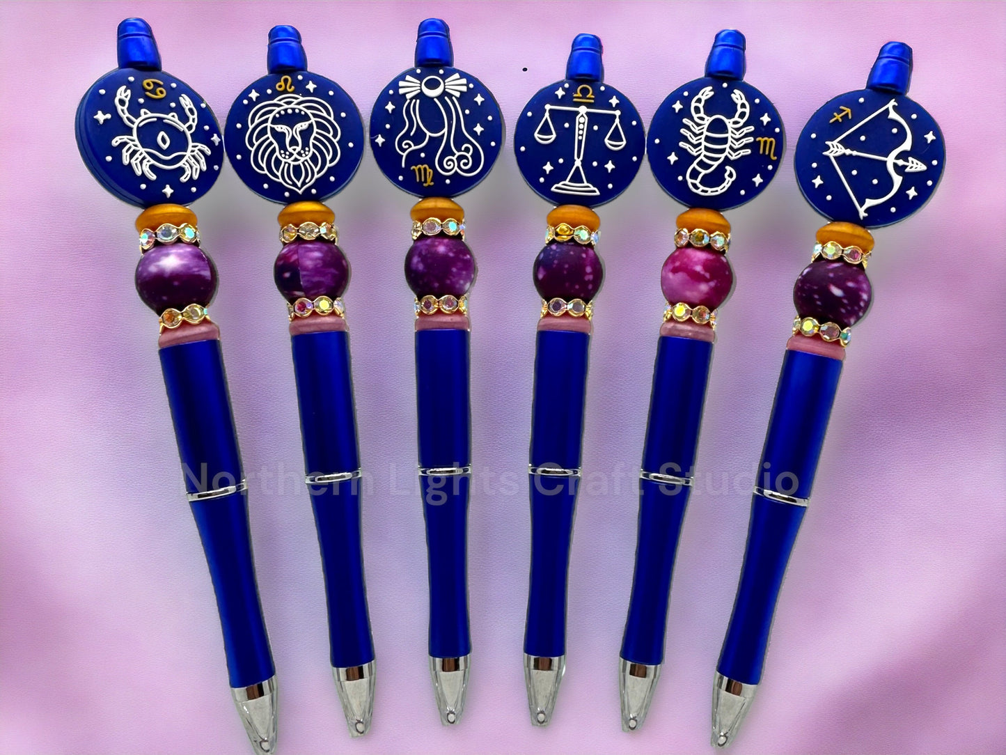 Handmade Beaded Zodiac Pen, Custom Beaded Astrological Sign Pen, Zodiac Sign Gift