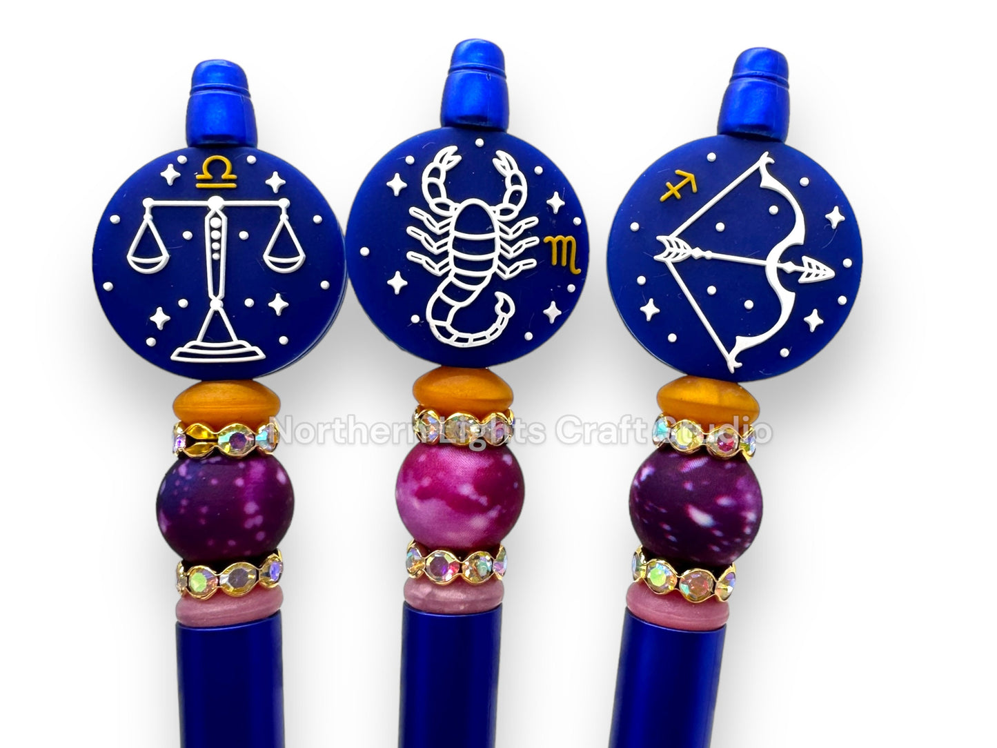 Handmade Beaded Zodiac Pen, Custom Beaded Astrological Sign Pen, Zodiac Sign Gift
