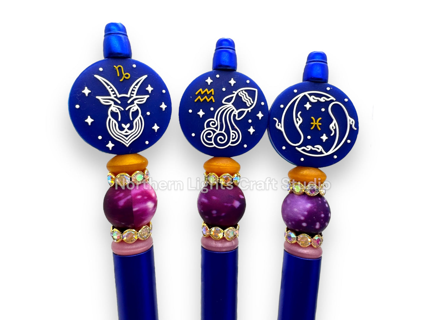 Handmade Beaded Zodiac Pen, Custom Beaded Astrological Sign Pen, Zodiac Sign Gift