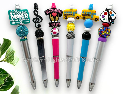 School Beaded Pens, Paraprofessional Gift, Music Teacher Gift, Occupational Therapist Pen, School Bus Drive Gift Pen, Art Teacher Gift