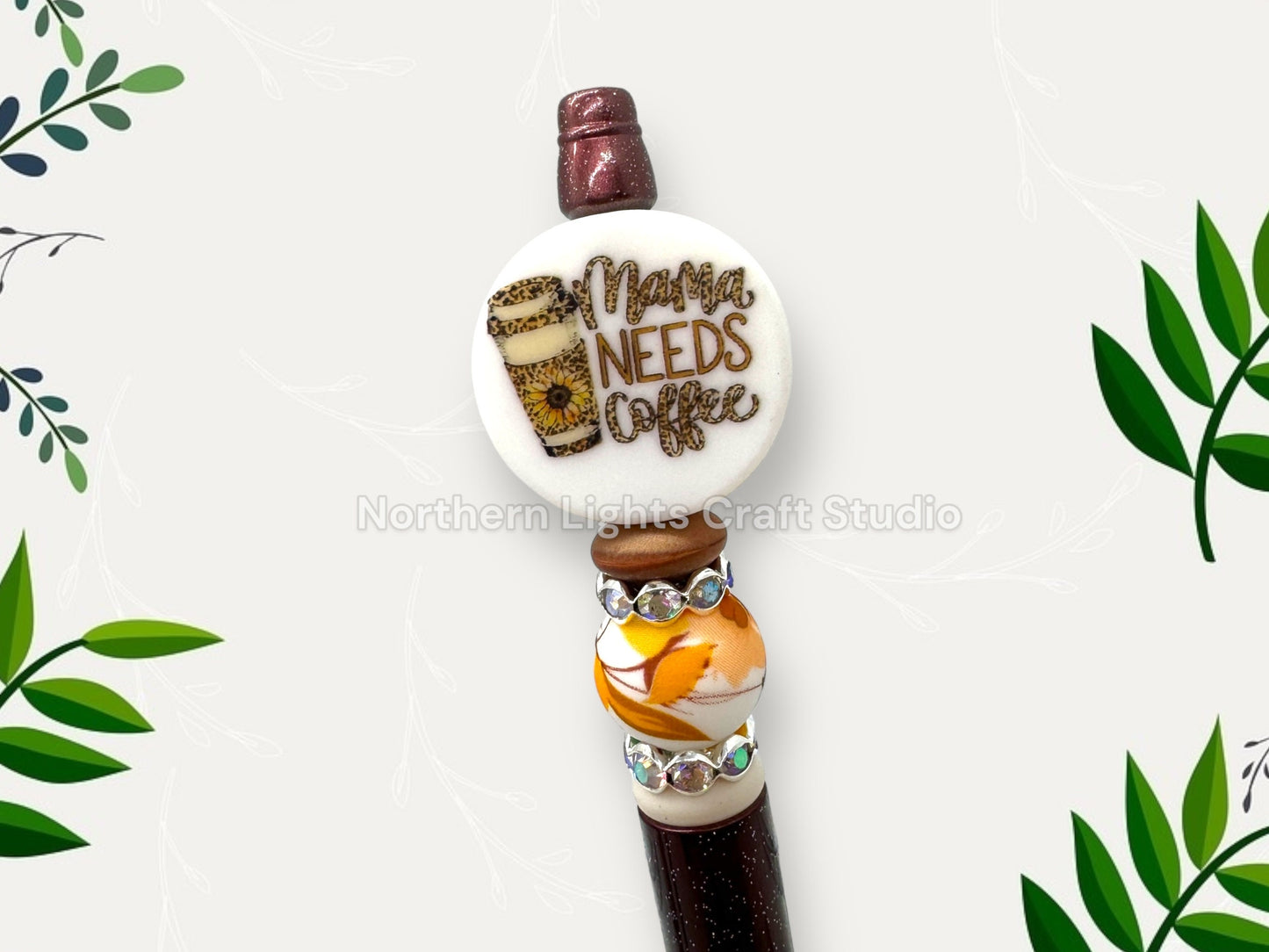 Custome Beaded Coffee Pen, Mama Needs Coffee, Bling Coffee Pen, Gift for Coffee Lovers, Gourmet Coffee Pen, Mom Pen, Girl Boss, Mom Gift