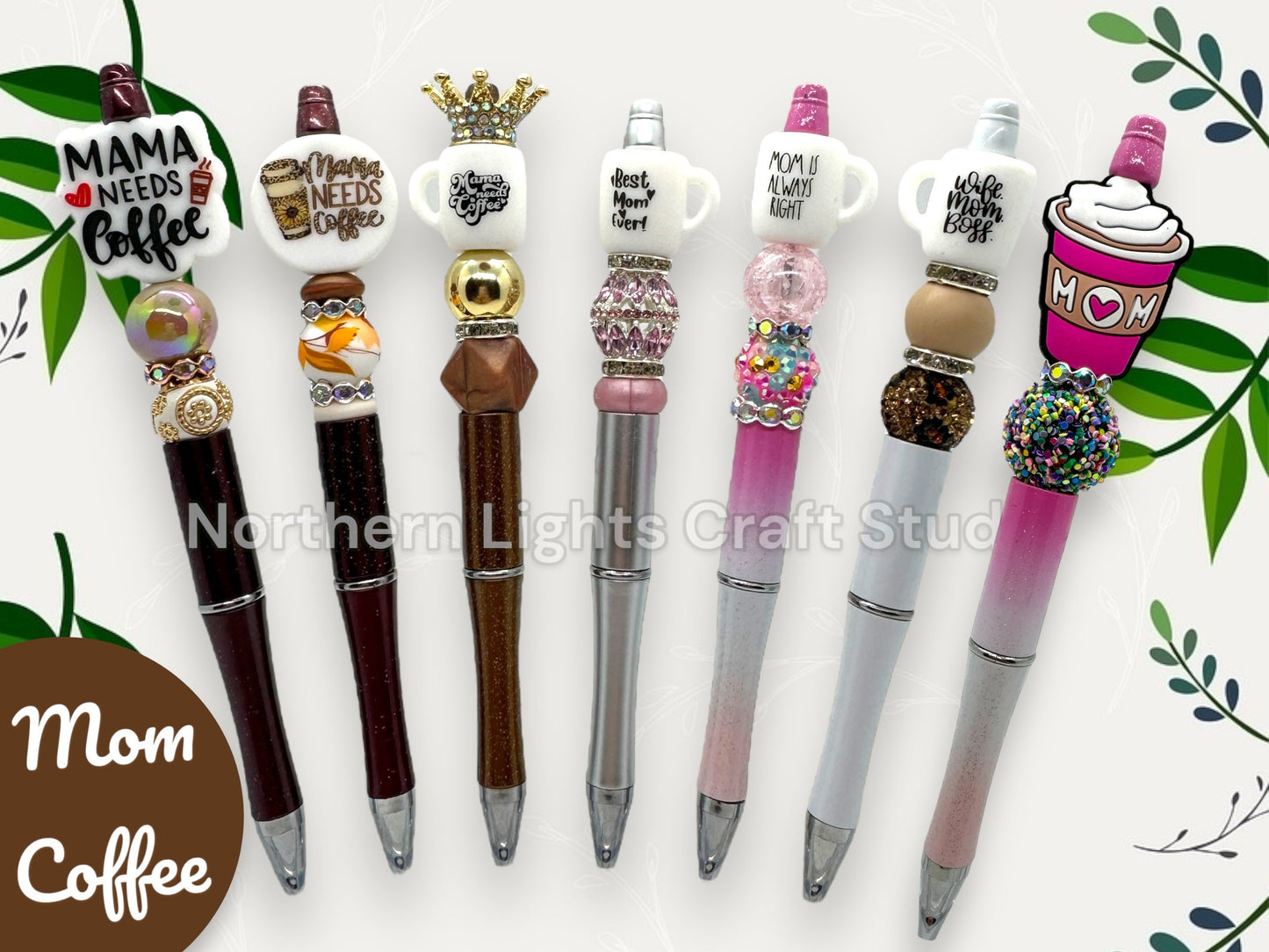 Custome Beaded Coffee Pen, Mama Needs Coffee, Bling Coffee Pen, Gift for Coffee Lovers, Gourmet Coffee Pen, Mom Pen, Girl Boss, Mom Gift