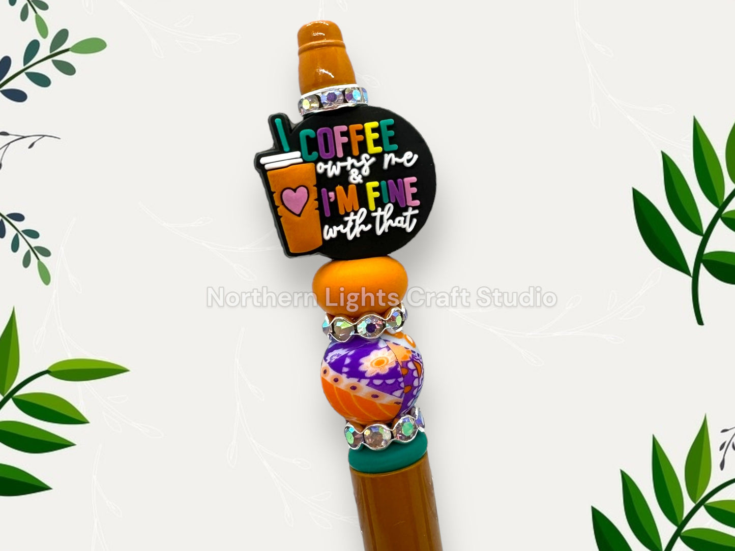 Custom Beaded Coffee Pen, Gourme Coffee Pen Gift, Good Vibes Hot Coffee, Coffee Owns Me Pen, No Talkie Before Coffee Pen, Caffeine Kindness