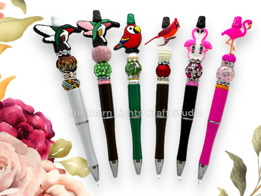 Hummingbird Beaded Pen, Custom Bird Pen, Flamingo Pen, Custom Bird Bead Pen, Bling Hummingbird Pen, Cardinal Bird Pen, Parrot Pen