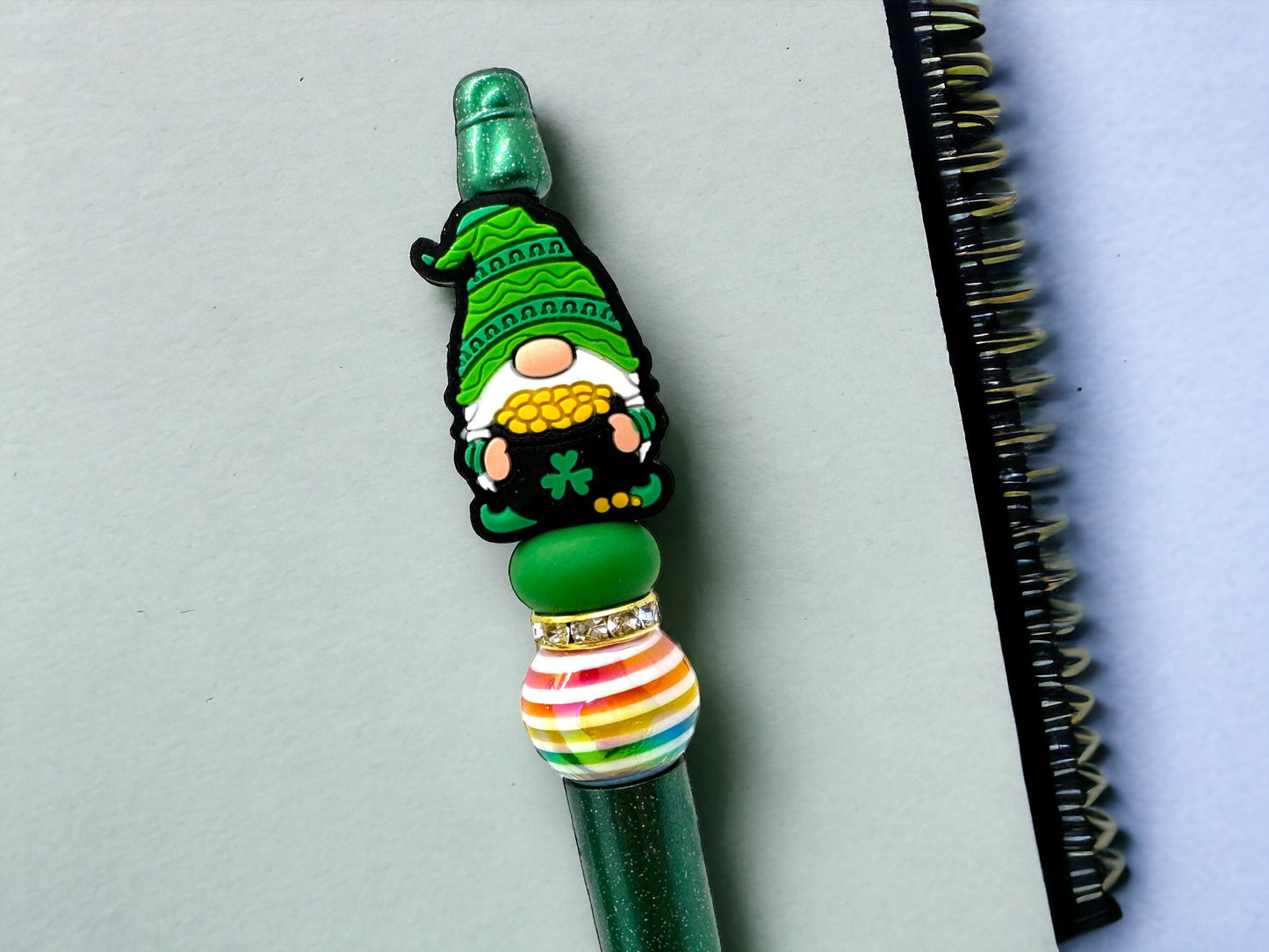 St. Patrick's Day Beaded Pens, Irish Theme Pens, St. Patty's Day Pens, Three Leaf Clover Pen, Irish Teacher Pen, Four Leaf Clover