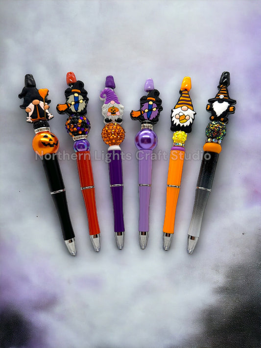 Halloween Custom Bead Pen, Bling Pen, Gnome Collector, Gnomes, Jack-0-Lantern, Rhinestone Pen, Trick or Treat Gift, Halloween Door Prize