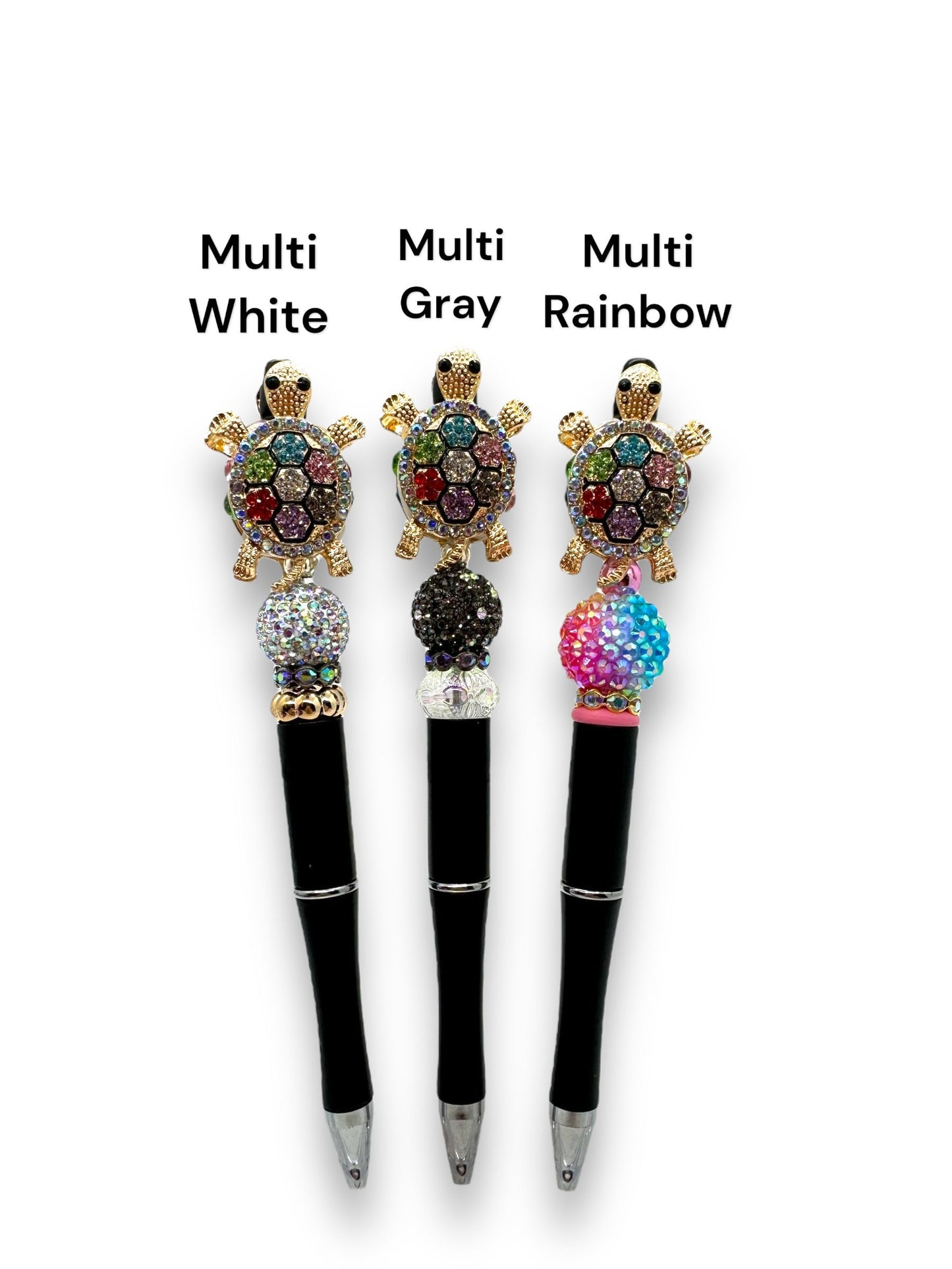 Beaded Bling Turtle Pen, Mosaic Turtle Pen, Fancy Turtle Pen, Rhinestone Turtle Pen (11 Color Options Available-see photos)