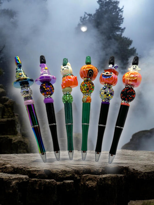 Cute Beaded Halloween Pen, Fancy Halloween Pen, Mummy Pen, Witch Hat Pen, Ghost Pen, Pumpkin Pen, Skull Pen