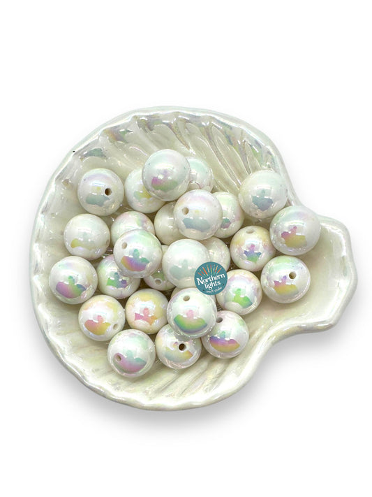 16mm White AB Finish Beads