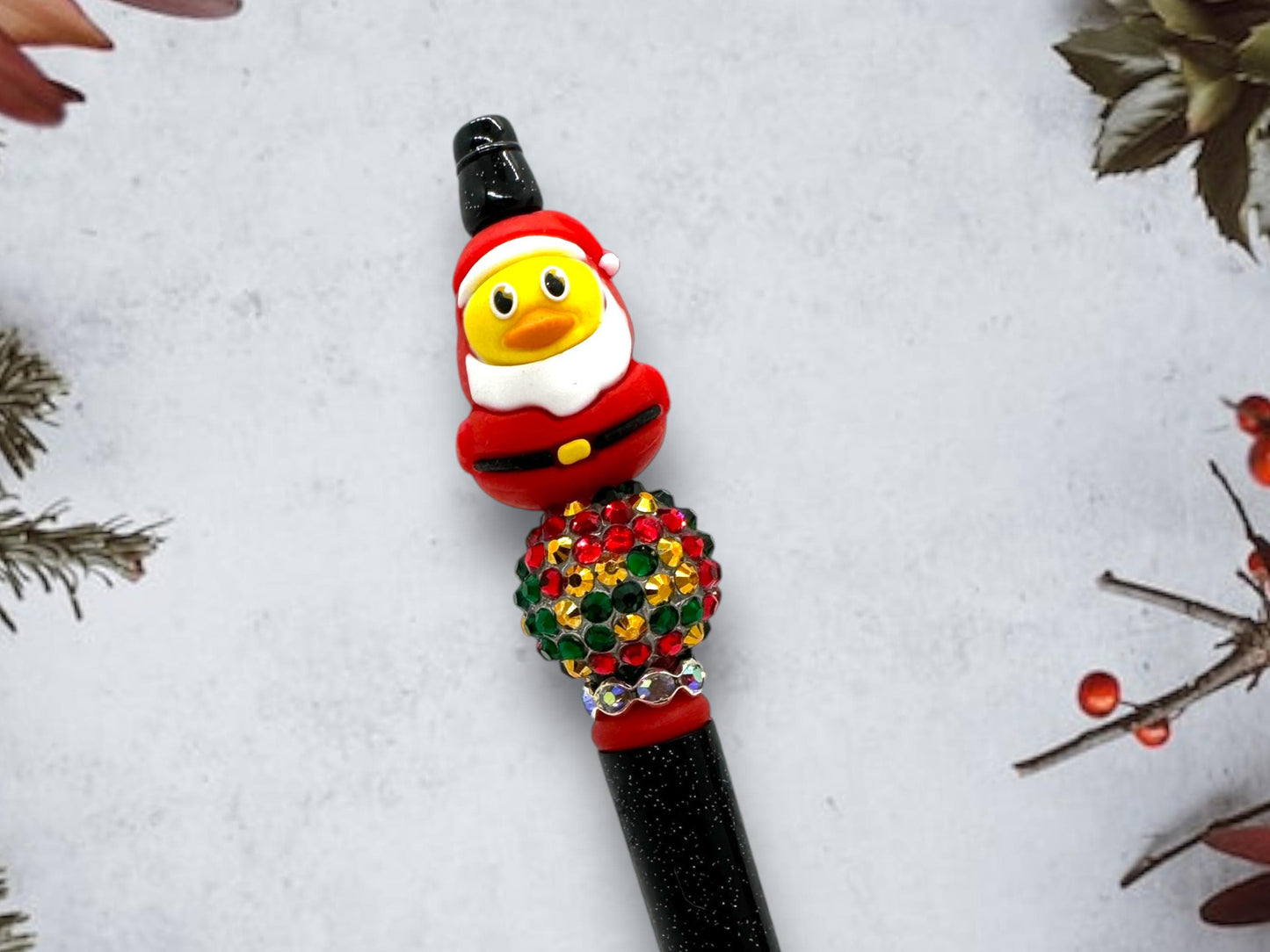 3D Focal Beaded Christmas Pens, Penguin Pen, Christmas Rubber Duck Pen, Gingerbread Pen, Santa Pen