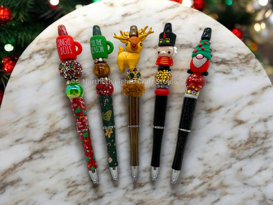 3D Christmas Focal Pens, Coffe Mug Pen, Nutcracker Pen, Santa Gnome Pen, 3D Reindeer Pen