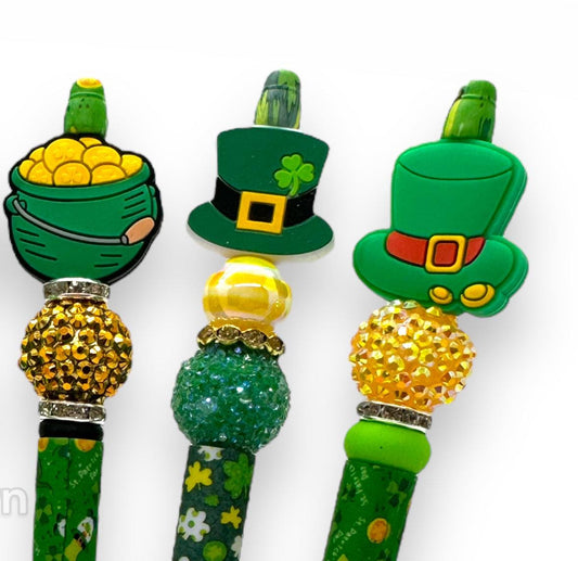 St. Patrick's Day Beaded Pens, Themed Irish Pens, St. Patty's Day Pens